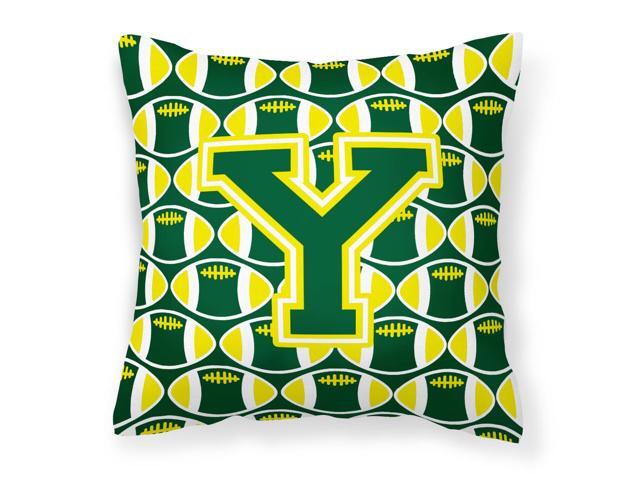 Letter Y Football Green and Yellow Fabric Decorative Pillow CJ1075-YPW1414