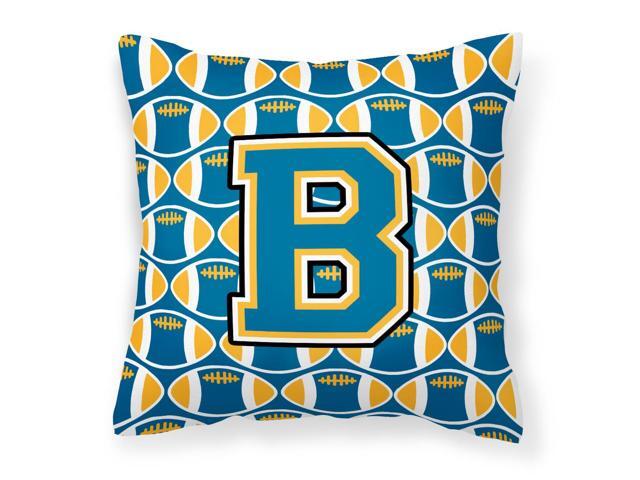 Letter B Football Blue and Gold Fabric Decorative Pillow CJ1077-BPW1414