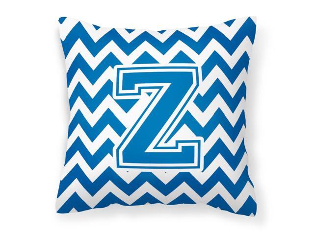 Letter Z Chevron Blue and White Fabric Decorative Pillow CJ1056-ZPW1414