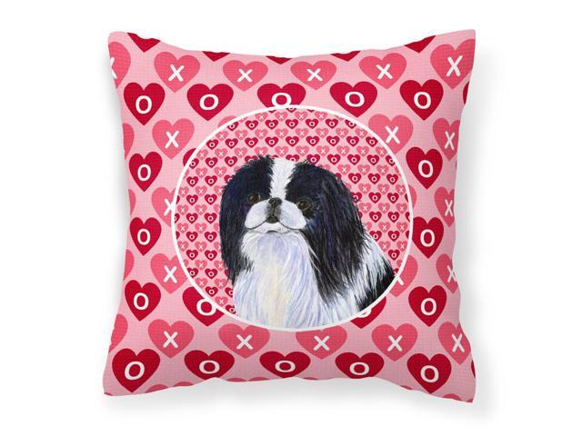 Japanese Chin Hearts Love and Valentine's Day Portrait Fabric Decorative Pillow SS4467PW1414