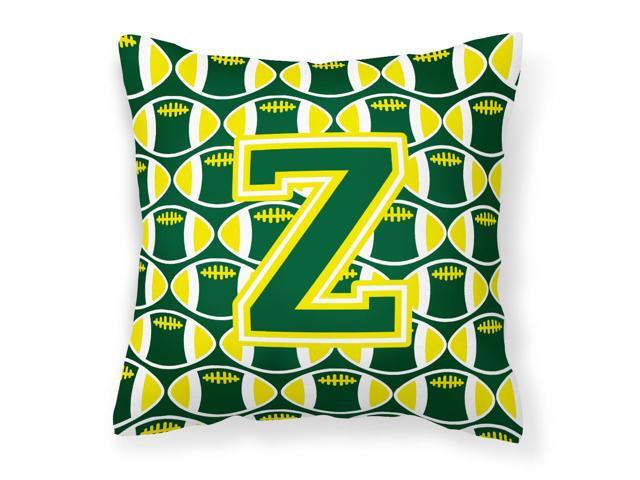 Letter Z Football Green and Yellow Fabric Decorative Pillow CJ1075-ZPW1414