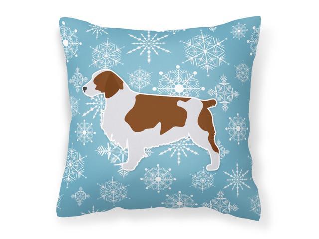 Winter Snowflake Welsh Springer Spaniel Fabric Decorative Pillow BB3500PW1414