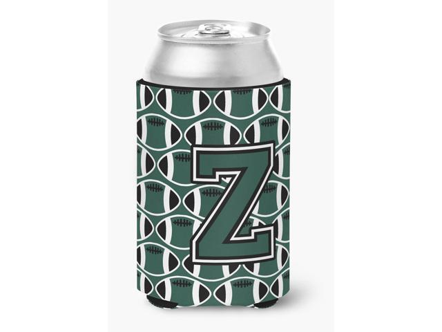 Letter Z Football Green and White Can or Bottle Hugger CJ1071-ZCC