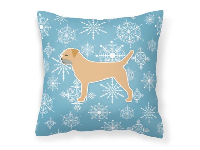 Winter Snowflake Border Terrier Fabric Decorative Pillow BB3489PW1818