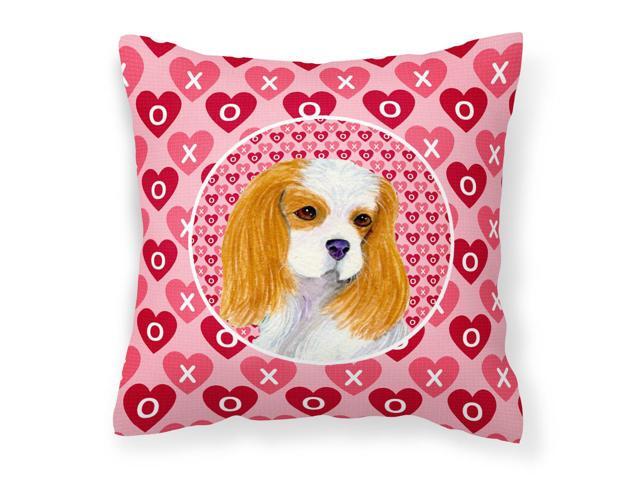 Cavalier Spaniel Hearts Love and Valentine's Day Portrait Fabric Decorative Pillow SS4527PW1414