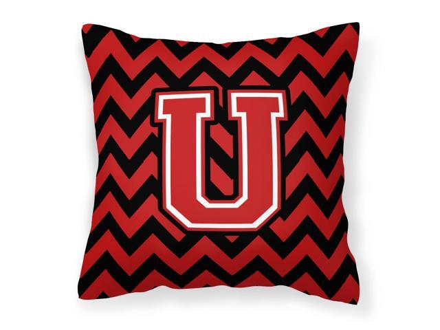 Letter U Chevron Black and Red Fabric Decorative Pillow CJ1047-UPW1414