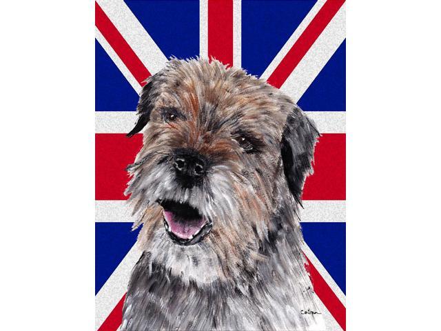 Border Terrier with Engish Union Jack British Flag Flag Garden Size SC9865GF