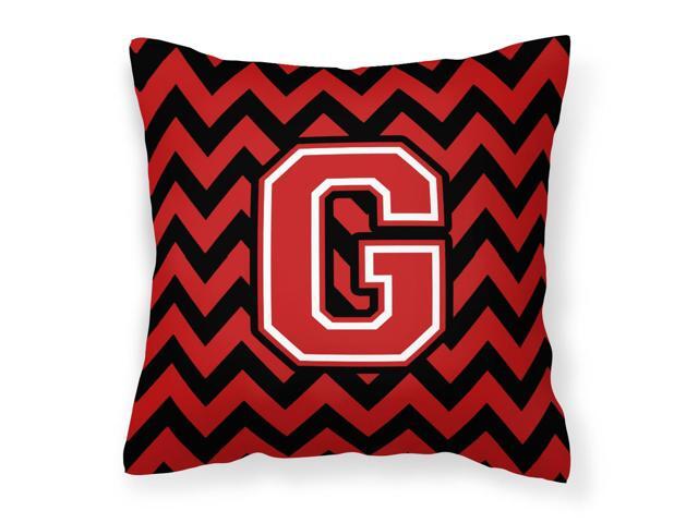 Letter G Chevron Black and Red Fabric Decorative Pillow CJ1047-GPW1414