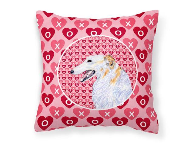 Borzoi Hearts Love and Valentine's Day Portrait Fabric Decorative Pillow SS4475PW1414