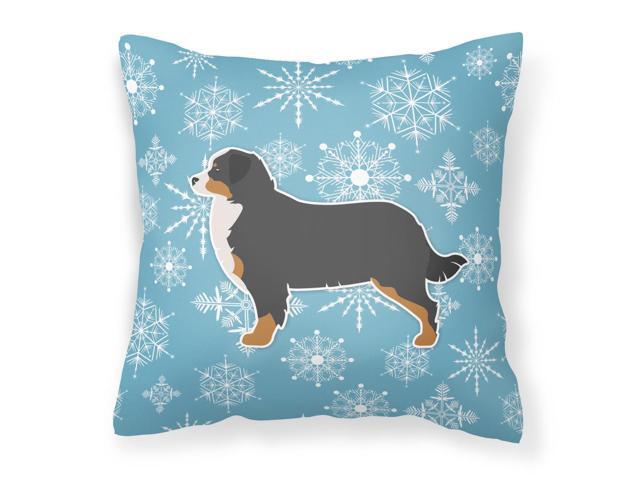 Winter Snowflake Bernese Mountain Dog Fabric Decorative Pillow BB3519PW1414
