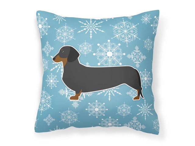 Winter Snowflake Dachshund Fabric Decorative Pillow BB3482PW1414