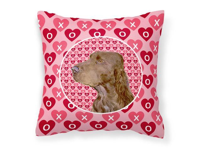 Field Spaniel Hearts Love and Valentine's Day Portrait Fabric Decorative Pillow SS4525PW1414