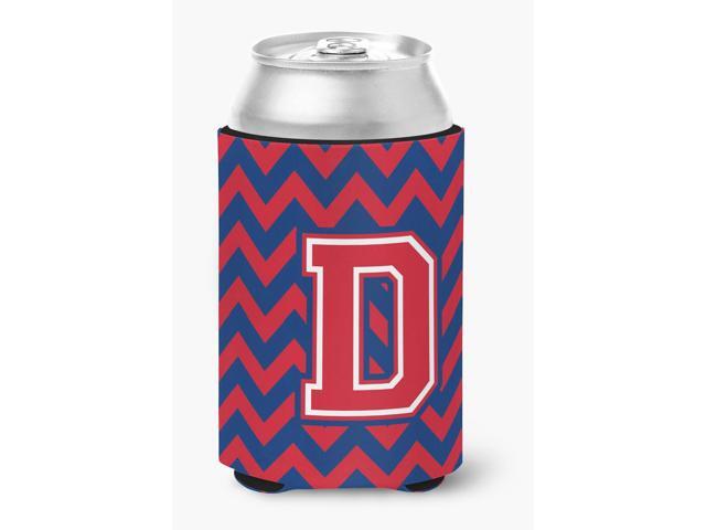 Letter D Chevron Yale Blue and Crimson Can or Bottle Hugger CJ1054-DCC