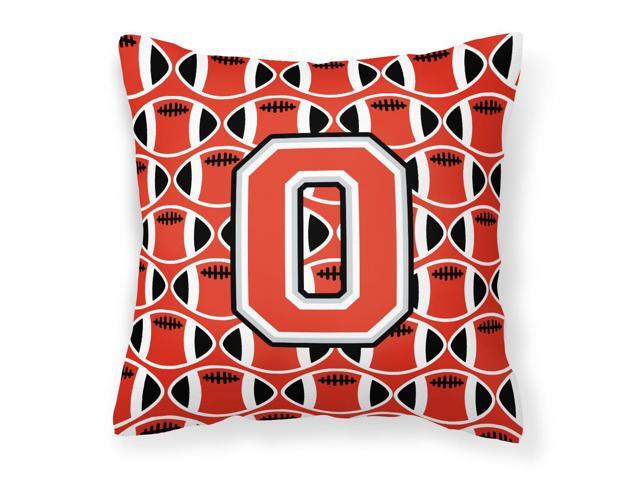 Letter O Football Scarlet and Grey Fabric Decorative Pillow CJ1067-OPW1414