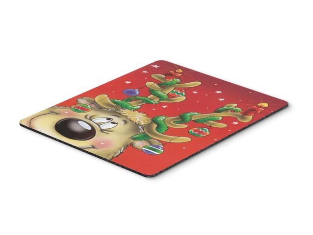 Comic Reindeer with Decorated Antlers Mouse Pad Hot Pad or Trivet AAH7206MP