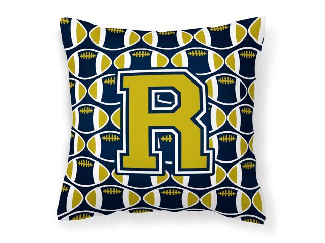 Letter R Football Blue and Gold Fabric Decorative Pillow CJ1074-RPW1414