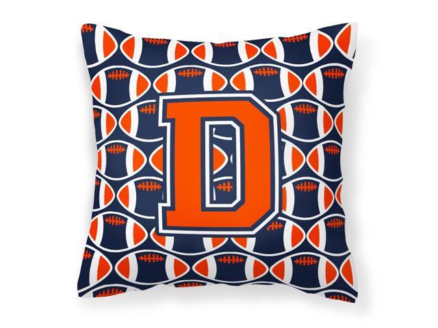 Letter D Football Orange Blue and white Fabric Decorative Pillow CJ1066-DPW1414