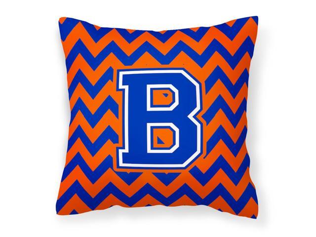 Letter B Chevron Orange and Blue Fabric Decorative Pillow CJ1044-BPW1414