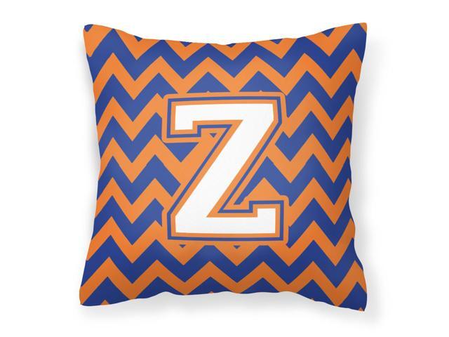 Letter Z Chevron Blue and Orange #3 Fabric Decorative Pillow CJ1060-ZPW1414