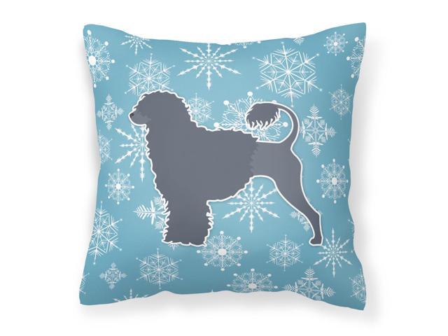 Winter Snowflake Portuguese Water Dog Fabric Decorative Pillow BB3568PW1818
