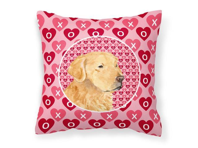 Golden Retriever Hearts Love Valentine's Day Fabric Decorative Pillow SS4476PW1414