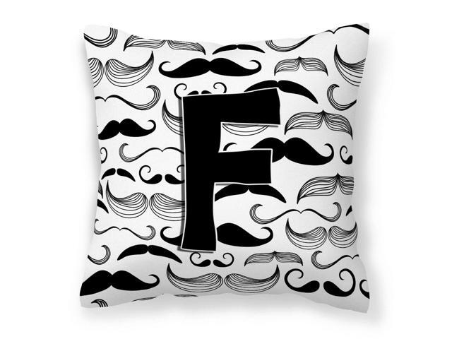 Letter F Moustache Initial Canvas Fabric Decorative Pillow CJ2009-FPW1414
