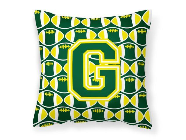 Letter G Football Green and Yellow Fabric Decorative Pillow CJ1075-GPW1414