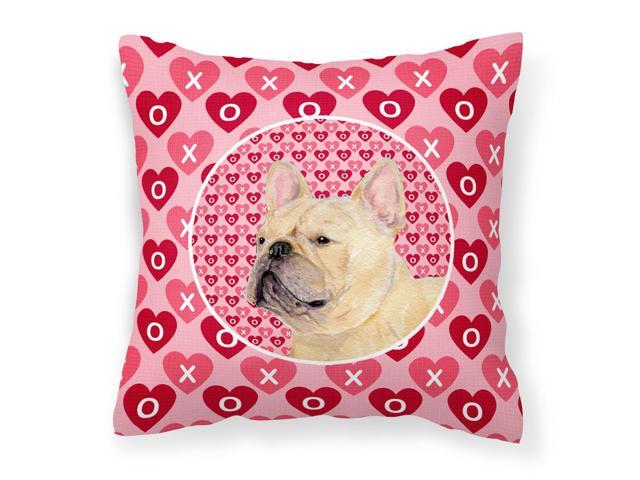 French Bulldog Hearts Love and Valentine's Day Portrait Fabric Decorative Pillow SS4485PW1414