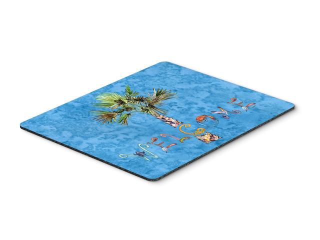 Welcome Palm Tree on Blue Mouse Pad Hot Pad or Trivet 8708MP