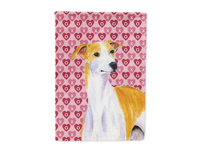 Whippet Hearts Love and Valentine's Day Portrait Flag Canvas House Size