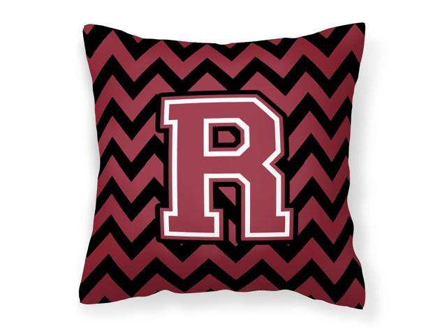 Letter R Chevron Garnet and Black Fabric Decorative Pillow CJ1052-RPW1414