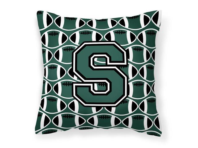 Letter S Football Green and White Fabric Decorative Pillow CJ1071-SPW1414
