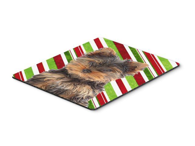 Candy Cane Holiday Christmas Yorkie Puppy / Yorkshire Terrier Mouse Pad Hot Pad or Trivet KJ1174MP