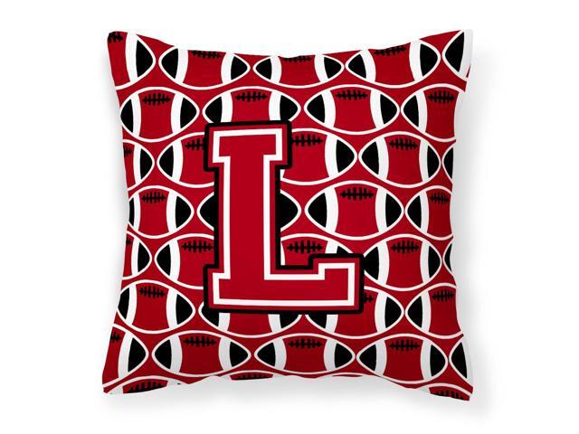 Letter L Football Red Black and White Fabric Decorative Pillow CJ1073-LPW1414