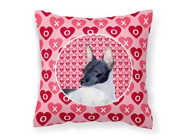 Rat Terrier Hearts Love and Valentine's Day Portrait Fabric Decorative Pillow SS4480PW1414