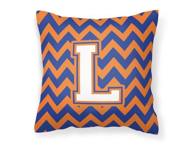 Letter L Chevron Blue and Orange #3 Fabric Decorative Pillow CJ1060-LPW1414