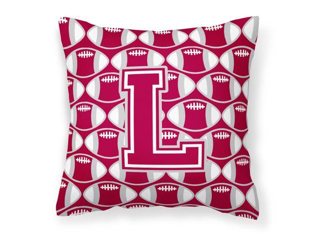 Letter L Football Crimson grey and white Fabric Decorative Pillow CJ1065-LPW1414