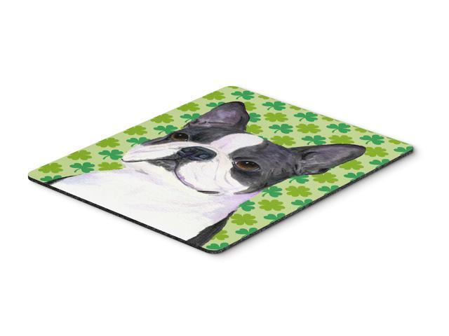 Boston Terrier St Patrick's Day Shamrock Portrait Mouse Pad Hot Pad or Trivet