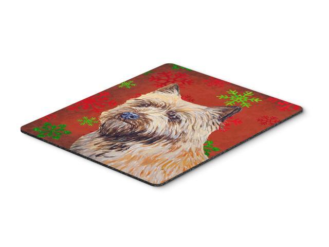 Cairn Terrier Red and Green Snowflakes Christmas Mouse Pad Hot Pad or Trivet