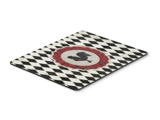 Rooster Harlequin Black and white Mouse Pad Hot Pad or Trivet SB3086MP
