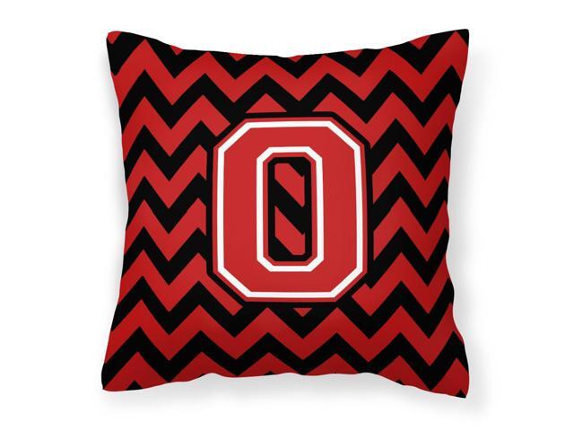 Letter O Chevron Black and Red Fabric Decorative Pillow CJ1047-OPW1414