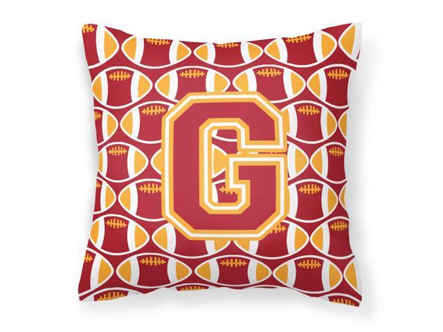 Letter G Football Cardinal and Gold Fabric Decorative Pillow CJ1070-GPW1414