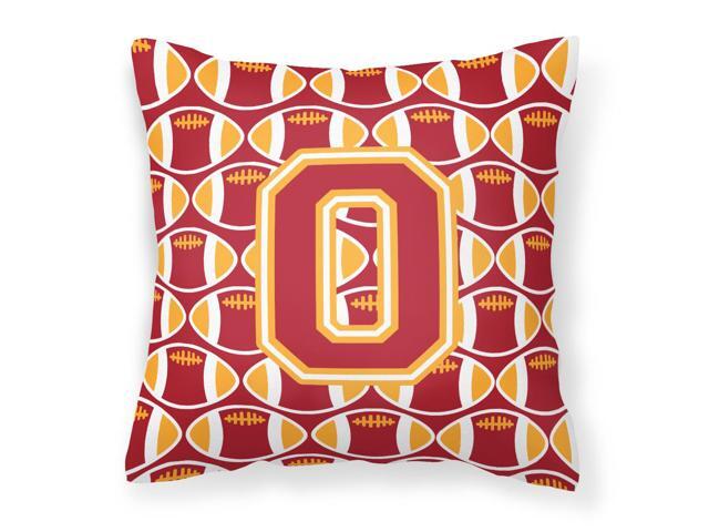 Letter O Football Cardinal and Gold Fabric Decorative Pillow CJ1070-OPW1414