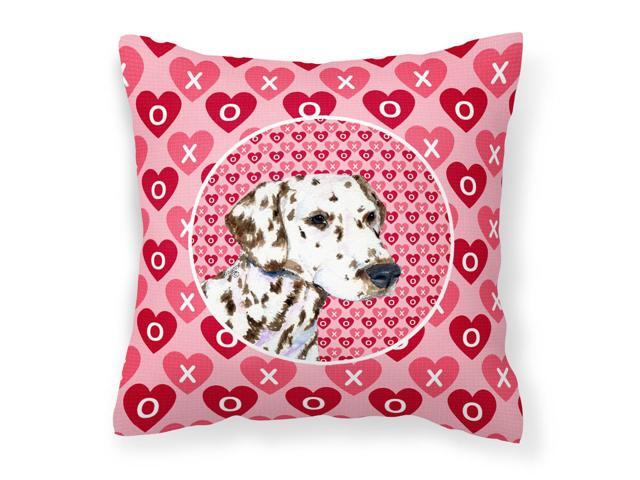 Dalmatian Hearts Love and Valentine's Day Portrait Fabric Decorative Pillow SS4469PW1414