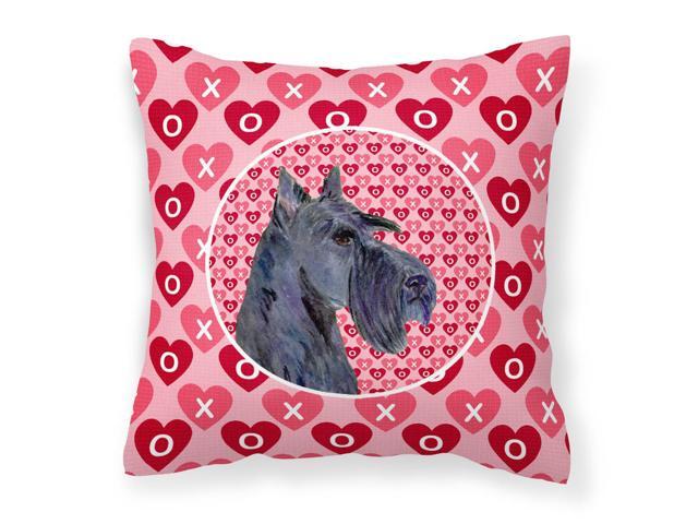 Scottish Terrier Hearts Love Valentine's Day Portrait Fabric Decorative Pillow SS4529PW1414