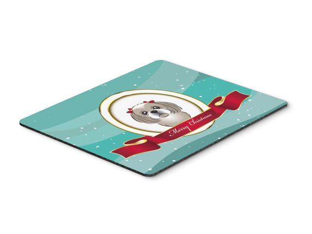 Gray Silver Shih Tzu Merry Christmas Mouse Pad Hot Pad or Trivet BB1560MP