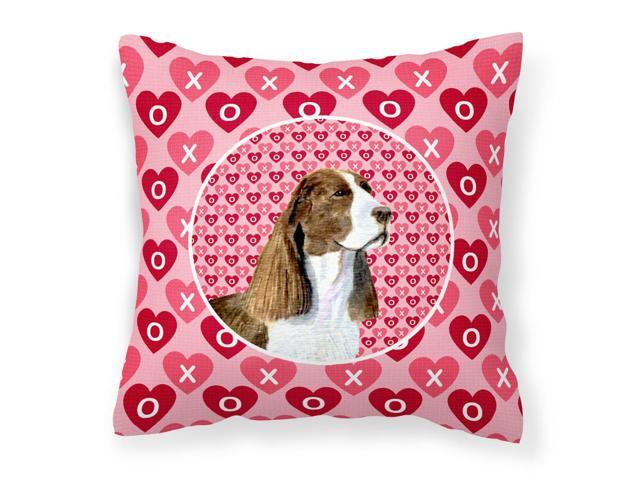 Springer Spaniel Hearts Love Valentine's Day Fabric Decorative Pillow SS4513PW1414