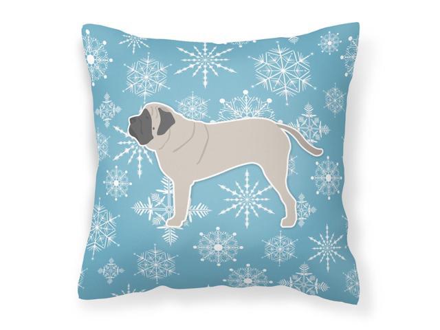 Winter Snowflake English Mastiff Fabric Decorative Pillow BB3556PW1414
