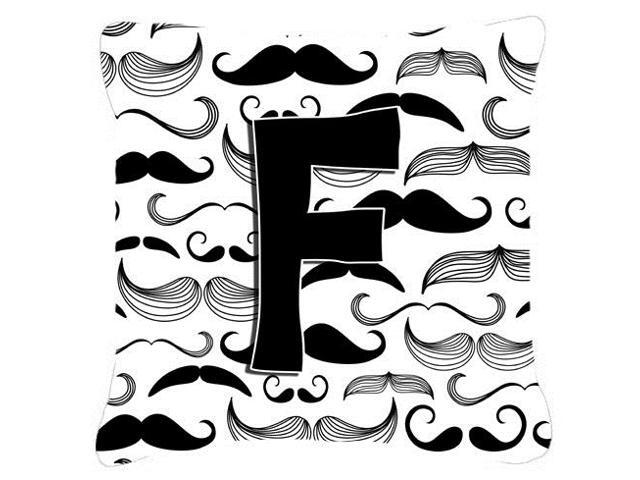 Letter F Moustache Initial Canvas Fabric Decorative Pillow CJ2009-FPW1818