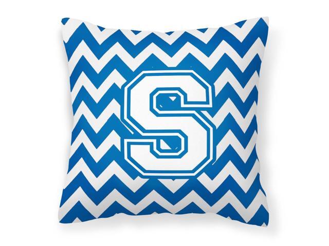 Letter S Chevron Blue and White Fabric Decorative Pillow CJ1045-SPW1414